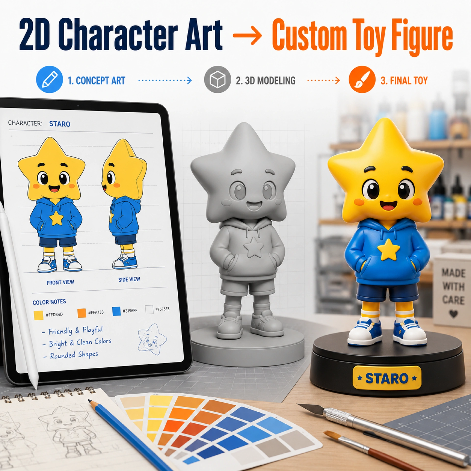 How to Turn 2D Character Art into a Custom Toy Figure